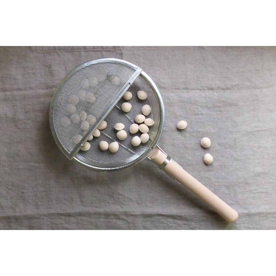 【日本製】　ぎんなん煎り　木柄　丸型