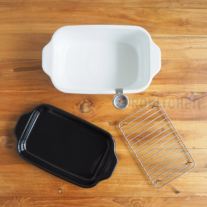 富士ホーロー　角型天ぷら鍋セット　温度計付き　IH対応