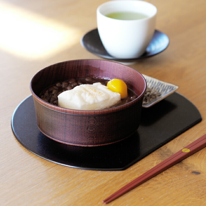 我戸幹男商店　欅　加飾取椀　挽筋　Red