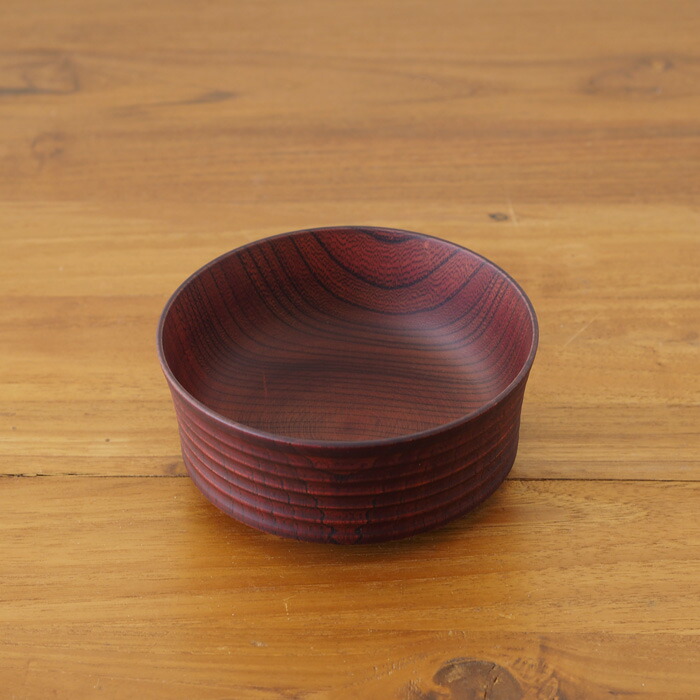 我戸幹男商店　欅　加飾取椀　平筋　Red