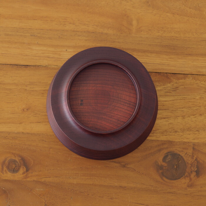 我戸幹男商店　欅　加飾取椀　平筋　Red