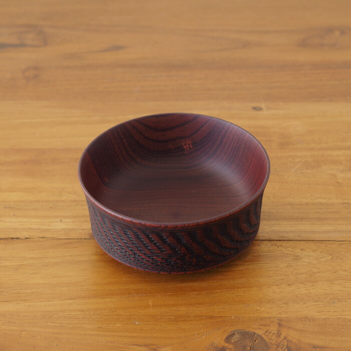 我戸幹男商店　欅　加飾取椀　ビリ筋　Red