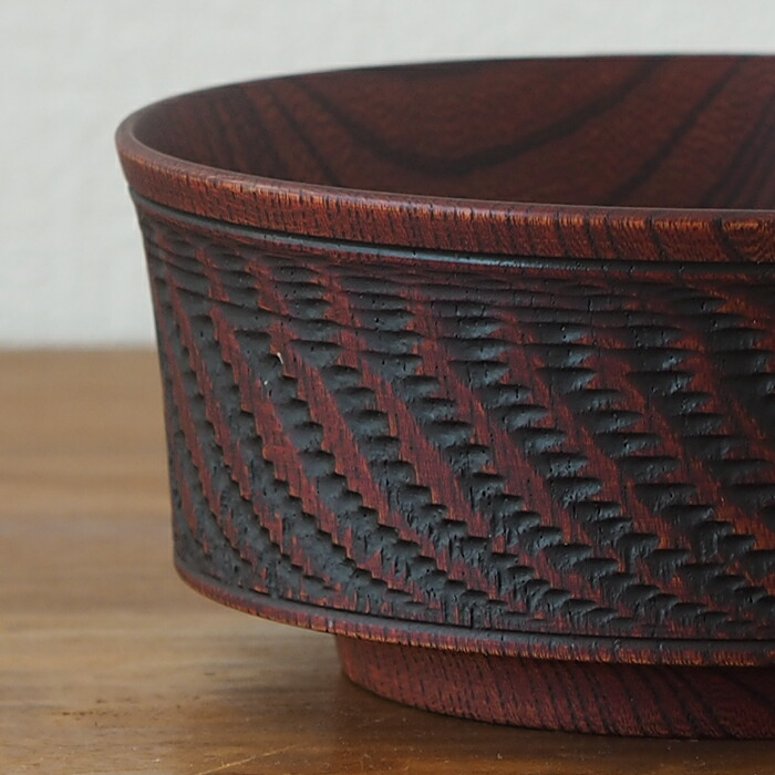 我戸幹男商店　欅　加飾取椀　ビリ筋　Red
