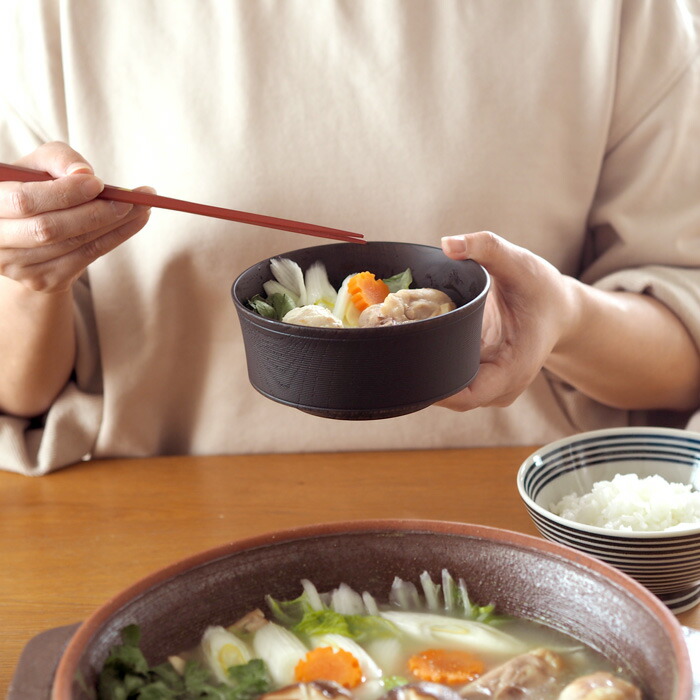 我戸幹男商店　欅　加飾取椀　挽筋　Black