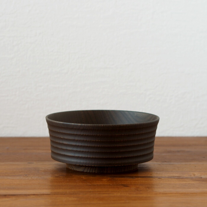 我戸幹男商店　欅　加飾取椀　平筋　Black