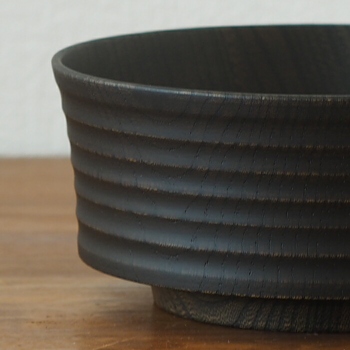 我戸幹男商店　欅　加飾取椀　平筋　Black