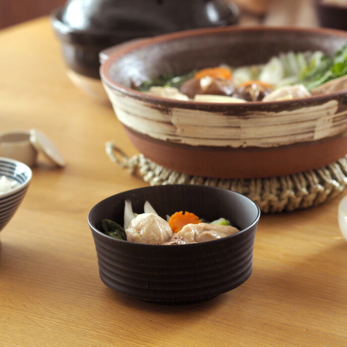 我戸幹男商店　欅　加飾取椀　平筋　Black