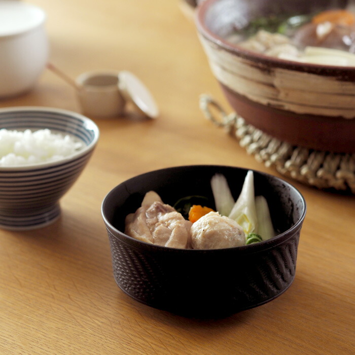 我戸幹男商店　欅　加飾取椀　ビリ筋　Black