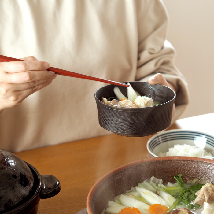 我戸幹男商店　欅　加飾取椀　ビリ筋　Black