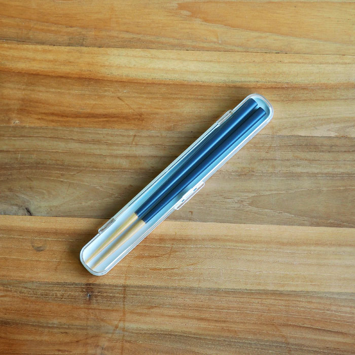 ベントーストア　木製箸　18cm　ケース付き　スモーキーグレー　/　BENTO　STORE