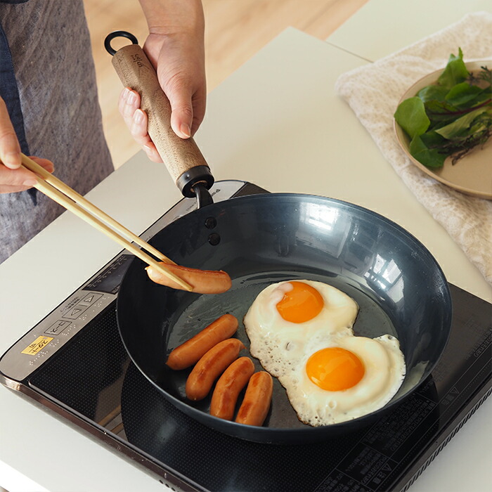 ■元気じゃない日の、フライパン　26cm　板厚1.6mm　IH対応　ウォルナット