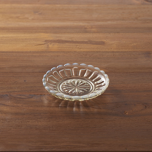 廣田硝子　雪の花　豆皿　古代色