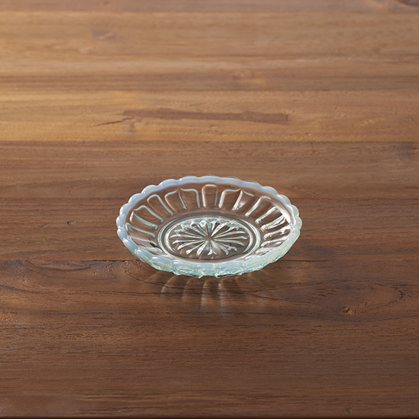 廣田硝子　雪の花　豆皿　ブルー