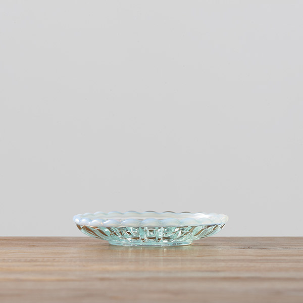 廣田硝子　雪の花　豆皿　ブルー