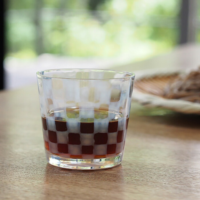 廣田硝子　大正浪漫　そば猪口　市松