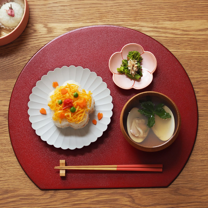 【プロキッチンオリジナル】【2枚セット】半月盆　両面　黒×赤　/　PROKITCHEN