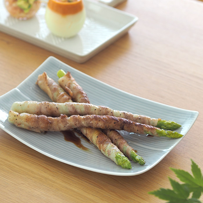 白山陶器　長方皿　中　グレイ　/　HAKUSAN