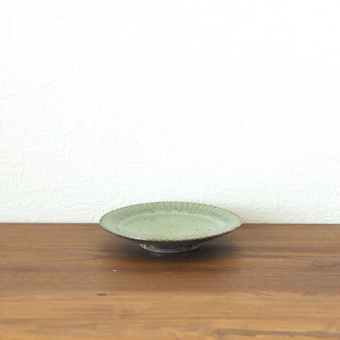 市野耕　灰釉　4寸縞皿