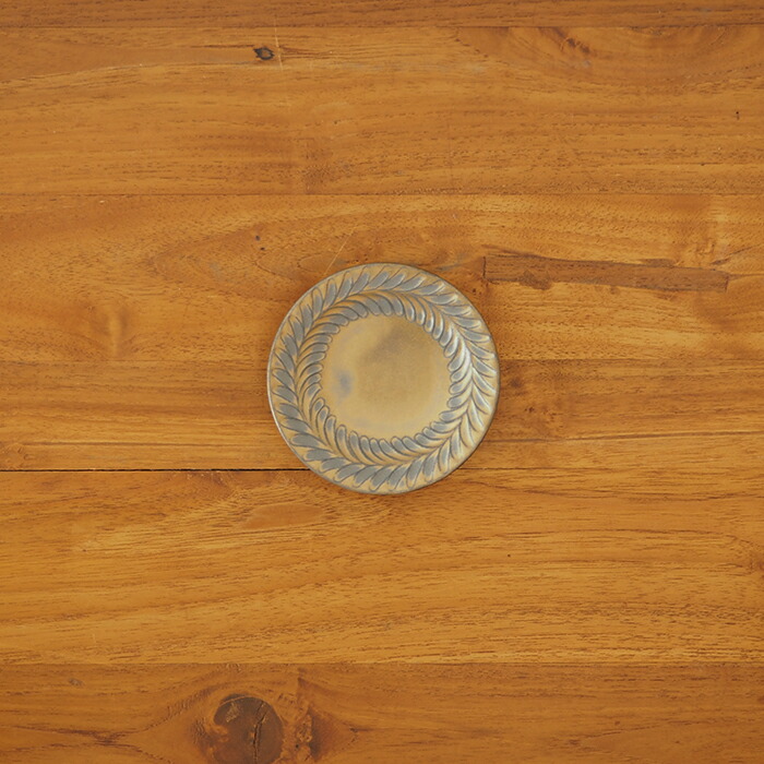 市野耕　マンガン釉　3寸葉紋皿