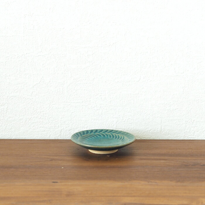 市野耕　トルコブルー　3寸葉紋皿