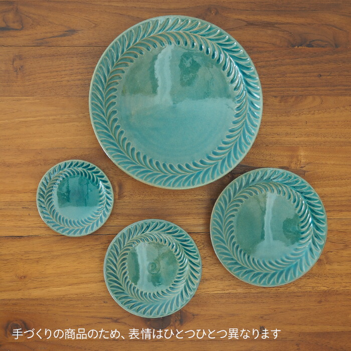 市野耕　トルコブルー　3寸葉紋皿