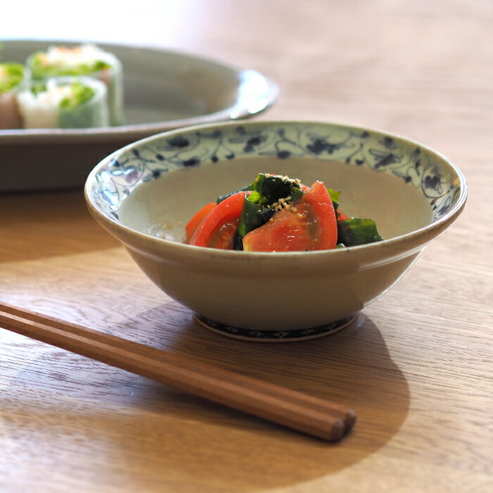 石井桃子　花唐草　5寸リム鉢