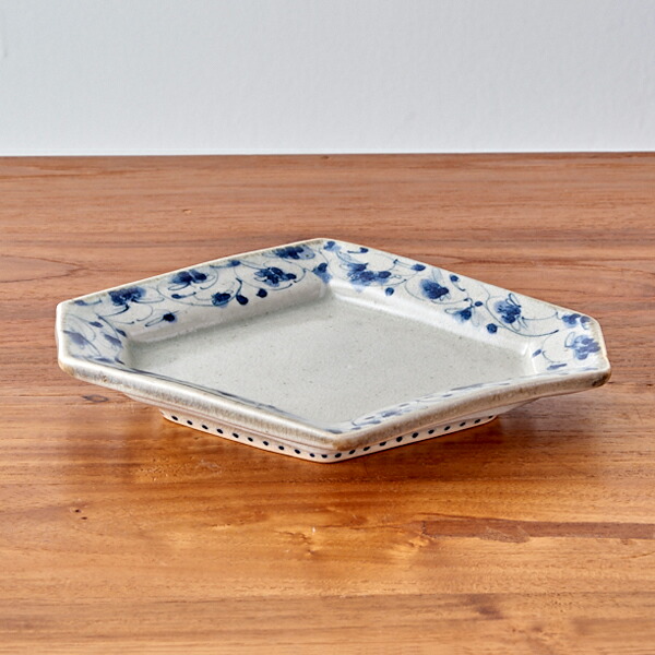 石井桃子　花唐草　ひし形皿