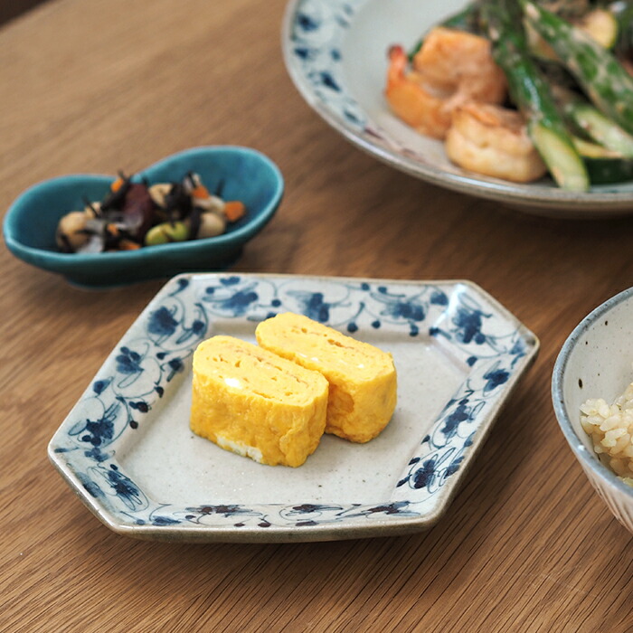 石井桃子　花唐草　ひし形皿