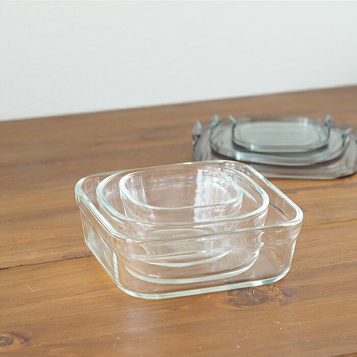 イワキ　パック＆レンジ　クールグレー　角型3点セット　/　iwaki　