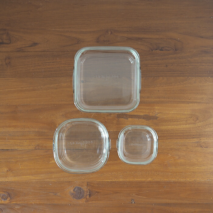 イワキ　パック＆レンジ　クールグレー　角型3点セット　/　iwaki　