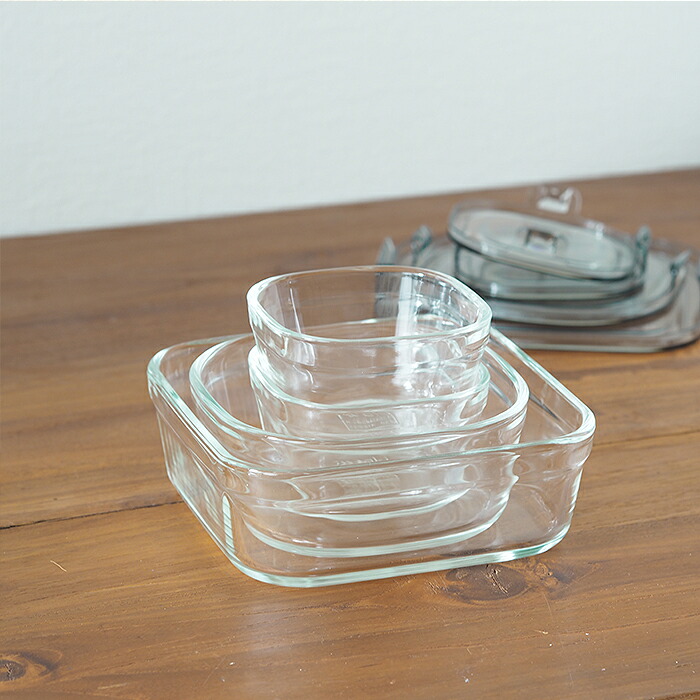 イワキ　パック＆レンジ　クールグレー　角型4点セット　/　iwaki　