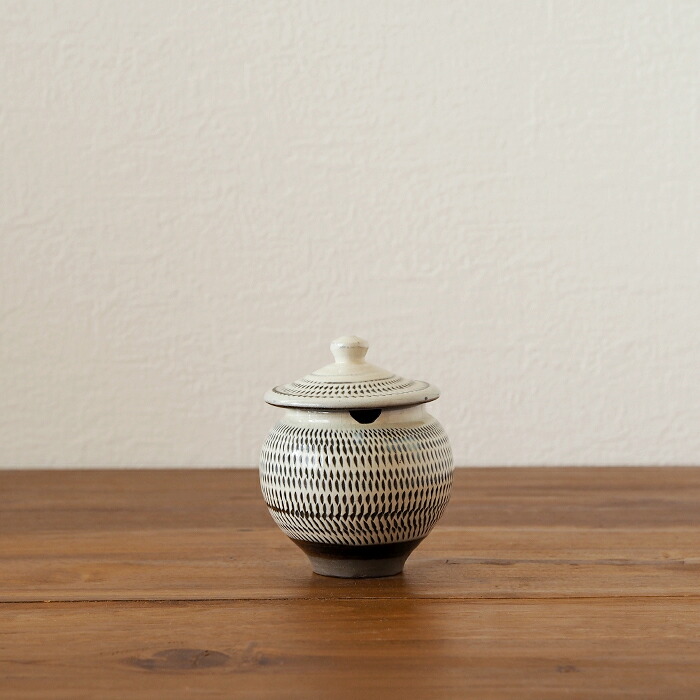 小鹿田焼　小袋窯　1合薬味壺　飛びかんなB