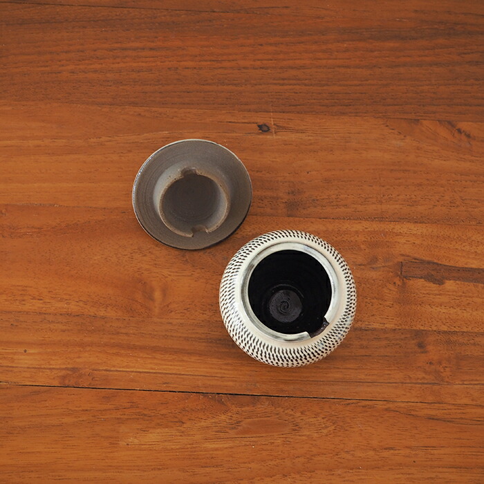 小鹿田焼　小袋窯　1合薬味壺　飛びかんなB