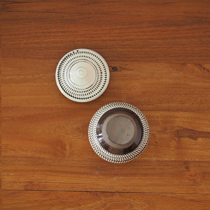 小鹿田焼　小袋窯　1合薬味壺　飛びかんなB