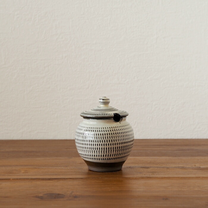 小鹿田焼　小袋窯　1合薬味壺　飛びかんなA