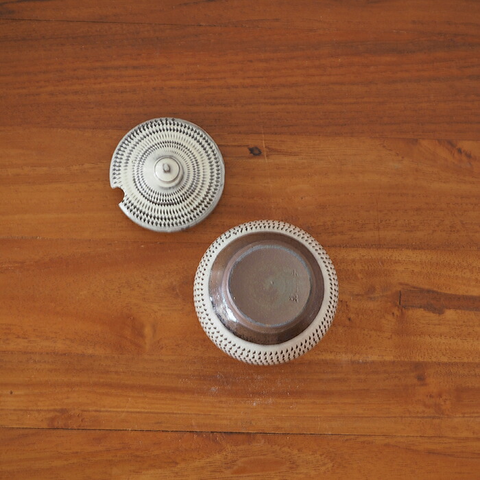 小鹿田焼　小袋窯　1合薬味壺　飛びかんなA