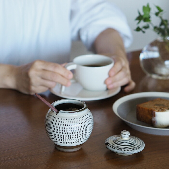 小鹿田焼　小袋窯　1合薬味壺　飛びかんなA