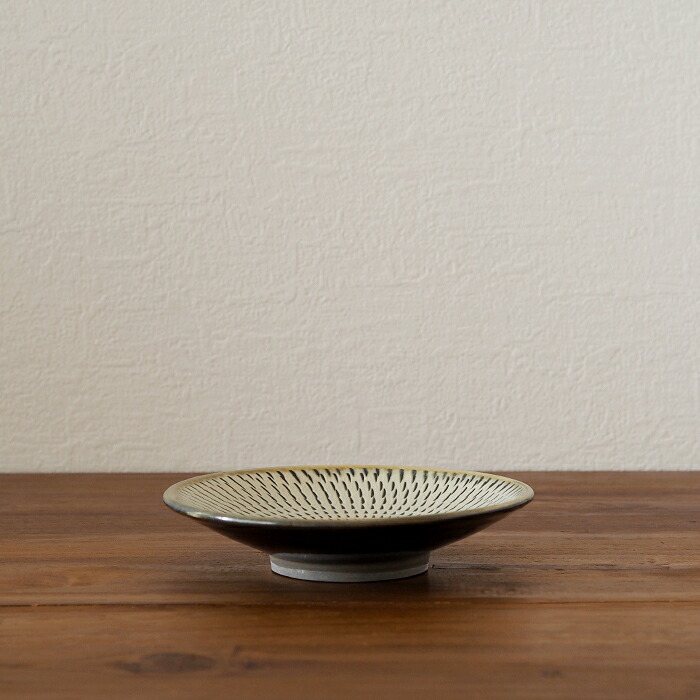 ★小鹿田焼　小袋窯　5寸皿　飛びかんな