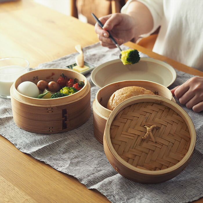 かごや　杉　中華せいろ　15cm　2段　ステンレス鍋付セット