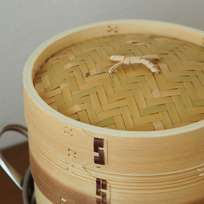 かごや　杉　中華せいろ　21cm　2段　ステンレス鍋付セット