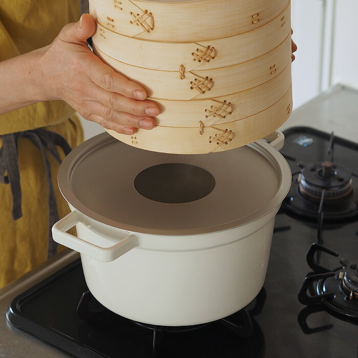 かごや　竹　中華せいろ　21cm　2段　アルミ蒸板付セット