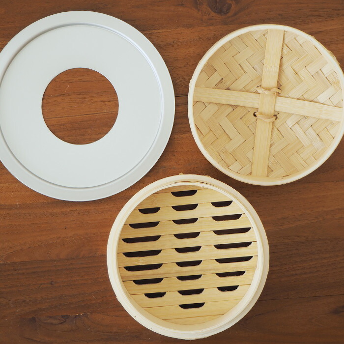 かごや　竹　中華せいろ　18cm　2段　アルミ蒸板付セット