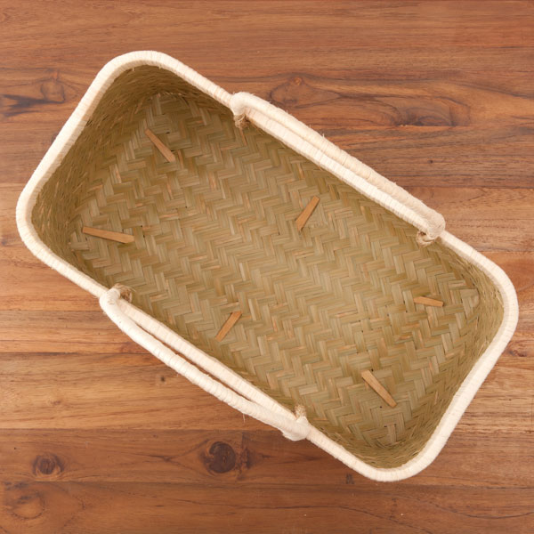 かごや　特選　青竹　市場籠　籐手　中