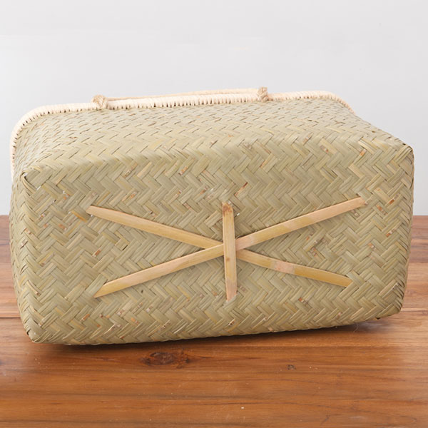 かごや　特選　青竹　市場籠　籐手　中