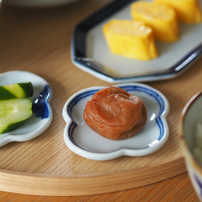 日下華子　色絵　二本線　もっこ豆皿