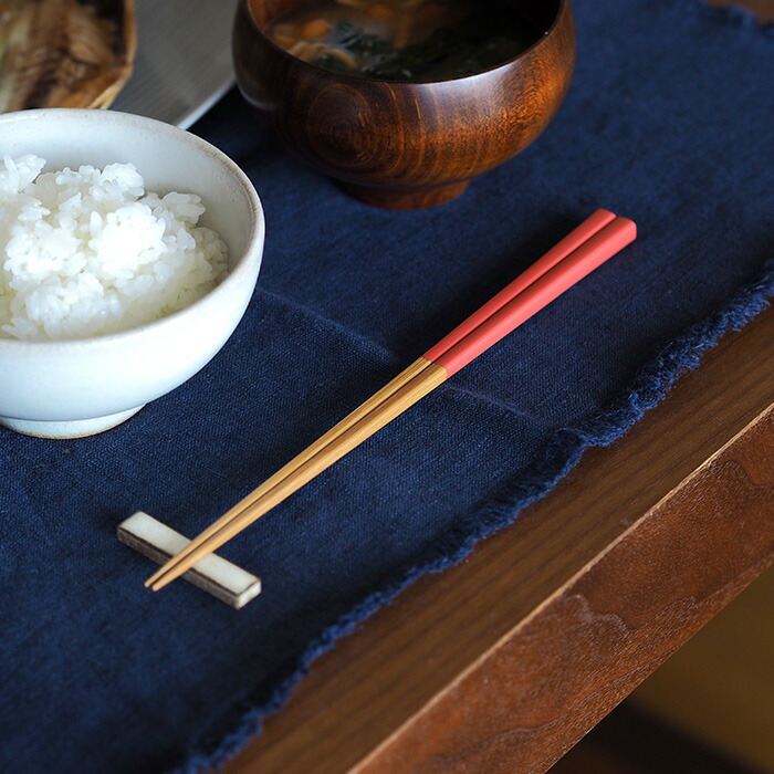 公長齋小菅　うるう箸　コーラルレッド　23cm　