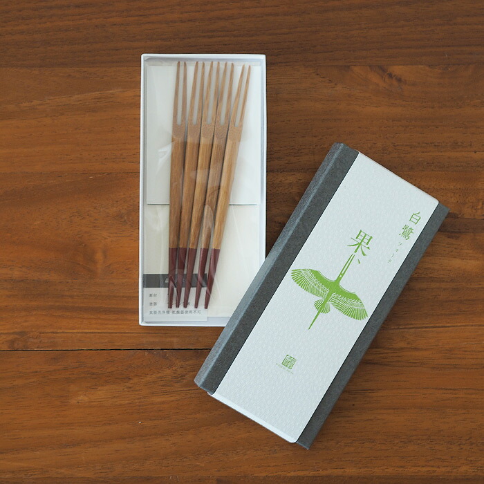 公長齋小菅　白鷺フォークセット　レッド