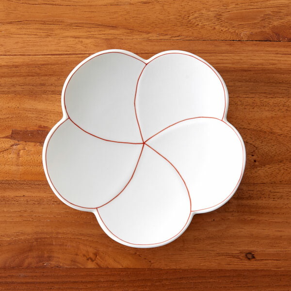 幸楽窯　錦　銀彩　捻り梅形　銘々皿　