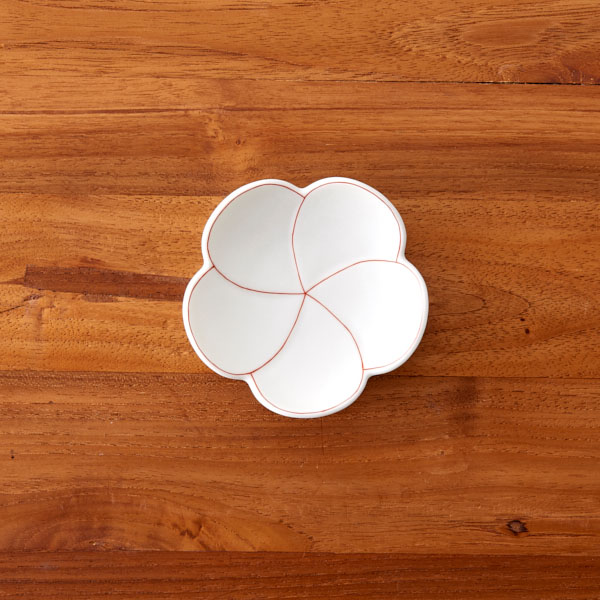 幸楽窯　錦　銀彩　捻り梅形　小皿　