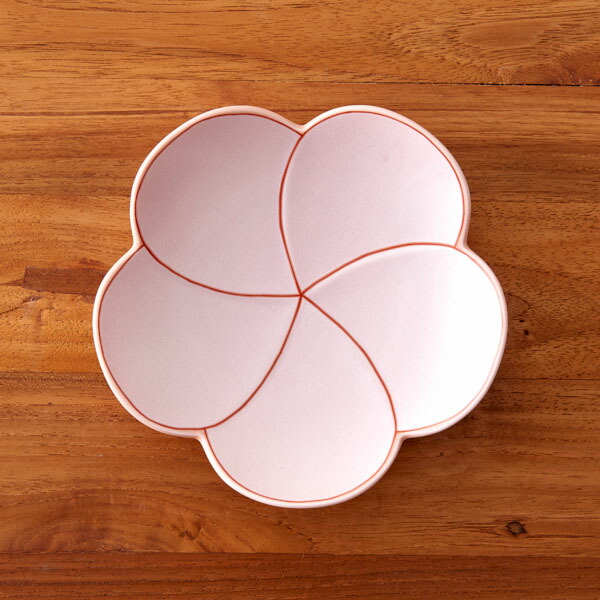 幸楽窯　錦　曙釉　銀彩　捻り梅形　銘々皿　